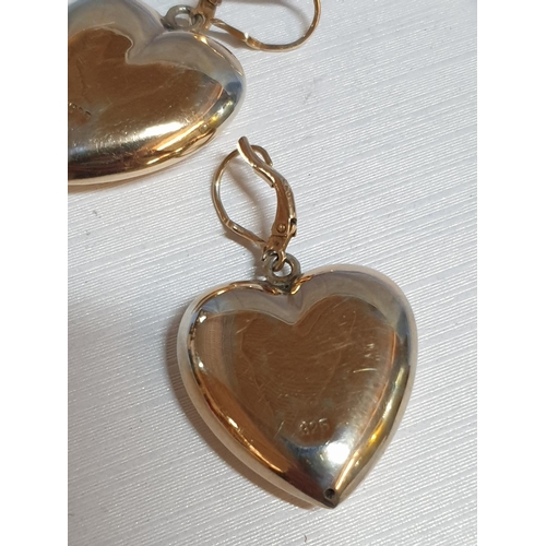 148 - Silver Jewelery Collection of (.925) Earrings Heart Shape Dangling, Total Weight 7gr, Size of Heart ... 