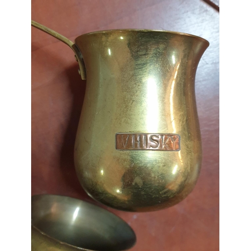 95 - Vintage Brass Whiskey Rum / Brandy Measure Ladle with Copper Plaques