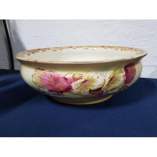 149 - Antique Stoke on Trent Royal Decor Riga, Large Console Porcelain Bowl with Floral Pattern (Approx. Ø... 