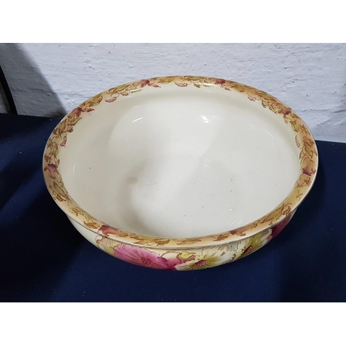 149 - Antique Stoke on Trent Royal Decor Riga, Large Console Porcelain Bowl with Floral Pattern (Approx. Ø... 