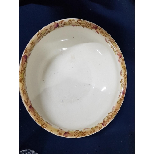 149 - Antique Stoke on Trent Royal Decor Riga, Large Console Porcelain Bowl with Floral Pattern (Approx. Ø... 