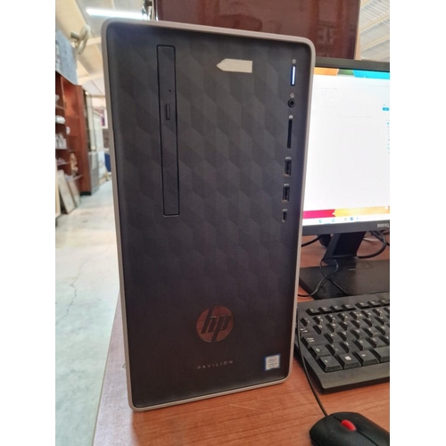 100 - Computer Set; HP Pavilion Desktop 590 Tower, Core i3-8100 CPU, 3.6GHz, 8GB RAM, Windows 10 Home, Tog... 