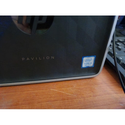 100 - Computer Set; HP Pavilion Desktop 590 Tower, Core i3-8100 CPU, 3.6GHz, 8GB RAM, Windows 10 Home, Tog... 