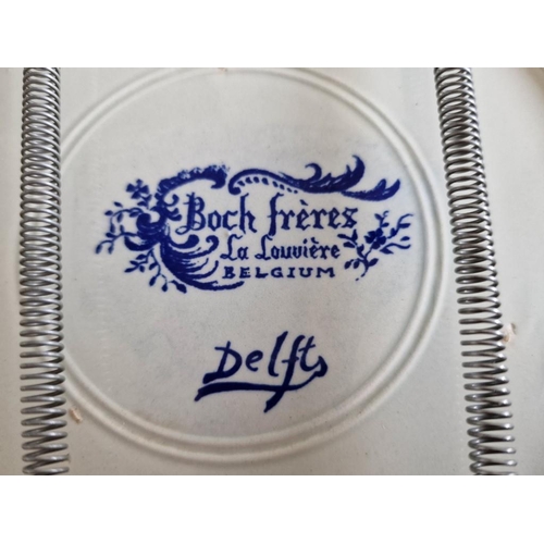 182 - Pair of Large Delft 'Boch Freres' Porcelain Collectable Wall Plates, with Old Man & Old Woman Pictur... 