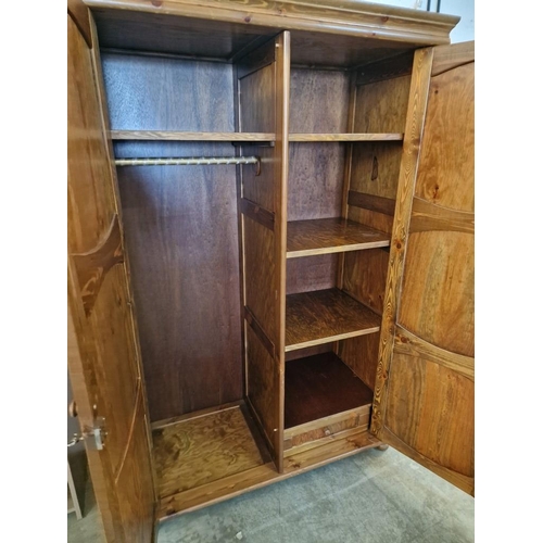 181 - Wooden Double Wardrobe with Internal Shelves, Drawer and Hanging Space, (Approx. 121 x 57 x 183cm)