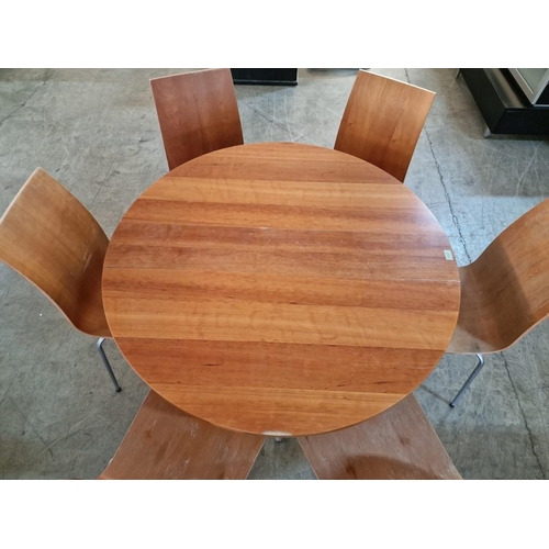 326 - Cherry Wood Colour Round Drop Leaf Dining Table with Grey Metal Pedestal Legs (Approx. Ø: 108cm) , T... 