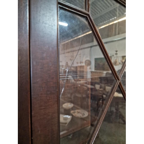 327 - Vintage Dark Wood Display Cabinet with 3-Multi-Pane Glazed Doors and Internal Wood Shelves, Over 3-D... 