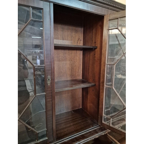 327 - Vintage Dark Wood Display Cabinet with 3-Multi-Pane Glazed Doors and Internal Wood Shelves, Over 3-D... 