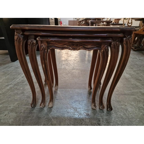 329 - Classical Style Nest of 3 Tables with Carved Surround and Cabriole Legs, (3)