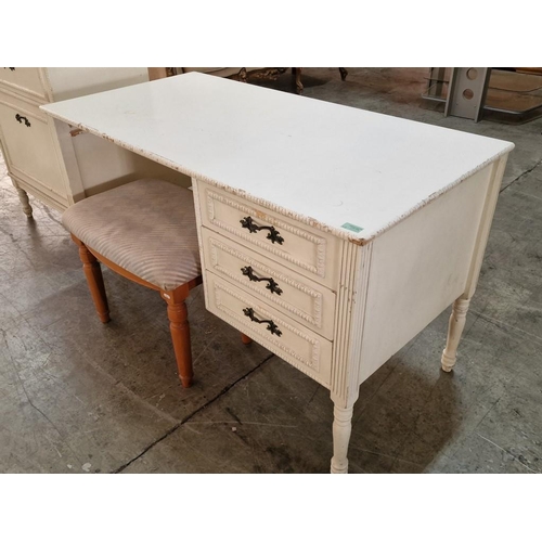 330 - French Country Style 3-Drawer Dressing Table with Turned Legs, (Approx. 121 x 61 x 74cm), Together w... 