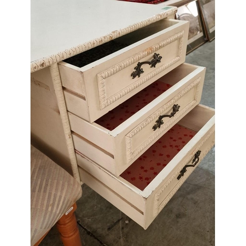 330 - French Country Style 3-Drawer Dressing Table with Turned Legs, (Approx. 121 x 61 x 74cm), Together w... 