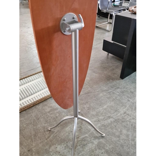 333 - Modern Tall Oval Shape Cheval Mirror with Cherry Wood Colour Backing on Grey Metal Stand / Tripod Le... 