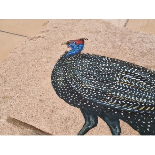 338 - 3 x Paintings on Canvas of Blue Helmeted Guineafowl Birds, (Approx. 50 x 38cm), Unframed, (3)