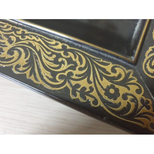 128 - An Antique French Boulle Cut Brass Inlaid Inkstand / Desk Tidy (Approx 38cm x 23cm) (VAR 1508)