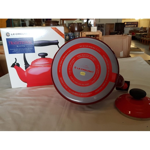 1 - Le Creuset Enamelled Stainless Steel Traditional Whistle Stone Top Kettle , Red Colour, 2.1L (Boxed)