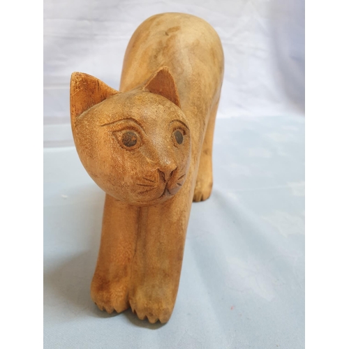 455 - Wooden Figurines of  Cats in Fancy Poses