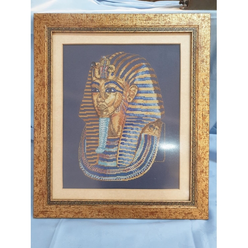 824 - Tutankhamun Bust Cross Stich Embroidered