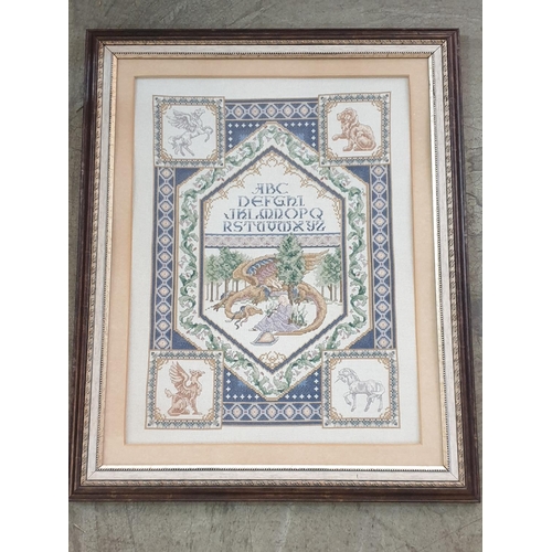 828 - Ornate Mythical Themed Embroidered Sampler