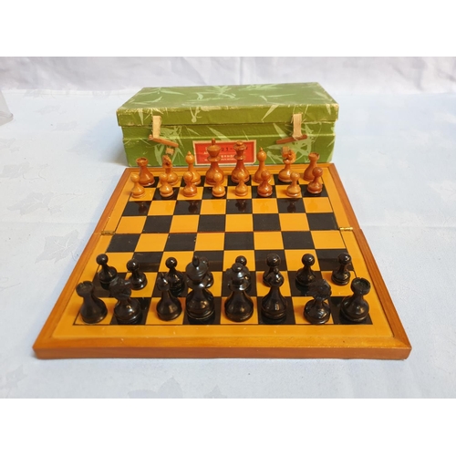 346 - Pocket Chess Set Made from Natural Material Made in the People's Republic of China in Original Box (... 