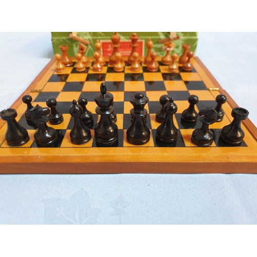 346 - Pocket Chess Set Made from Natural Material Made in the People's Republic of China in Original Box (... 