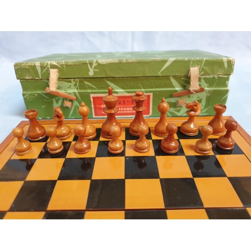 346 - Pocket Chess Set Made from Natural Material Made in the People's Republic of China in Original Box (... 