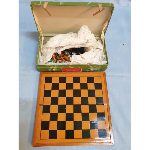 346 - Pocket Chess Set Made from Natural Material Made in the People's Republic of China in Original Box (... 