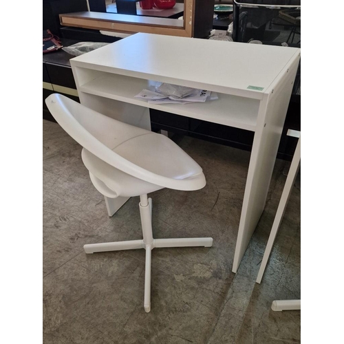 522 - White Colour IKEA 'Torald' Desk Unit, Together with 'Sibben' White Colour Plastic Swivel Chair, (2)