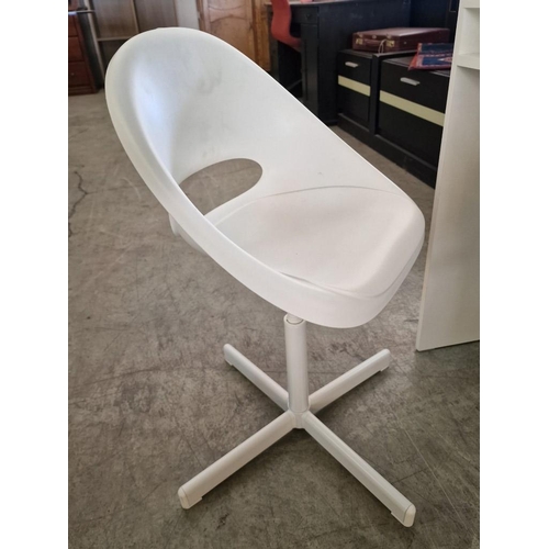 522 - White Colour IKEA 'Torald' Desk Unit, Together with 'Sibben' White Colour Plastic Swivel Chair, (2)