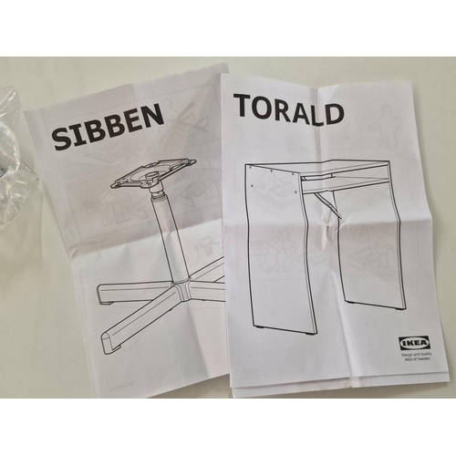 522 - White Colour IKEA 'Torald' Desk Unit, Together with 'Sibben' White Colour Plastic Swivel Chair, (2)