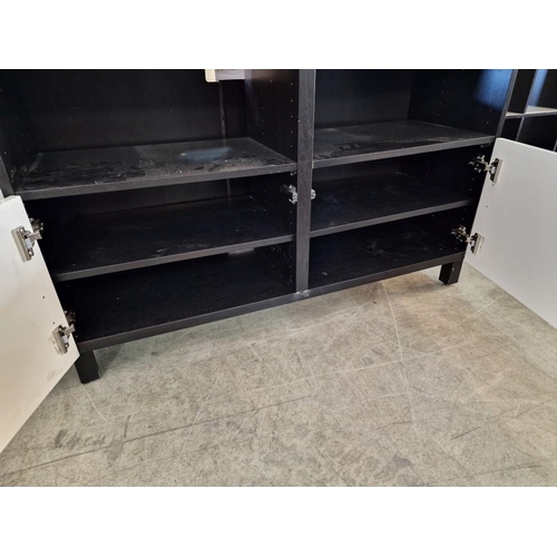 529 - Wenge Colour Wood Effect Modern TV Unit with White Cupboard Doors, (Approx. 120 x 40 x 74cm)