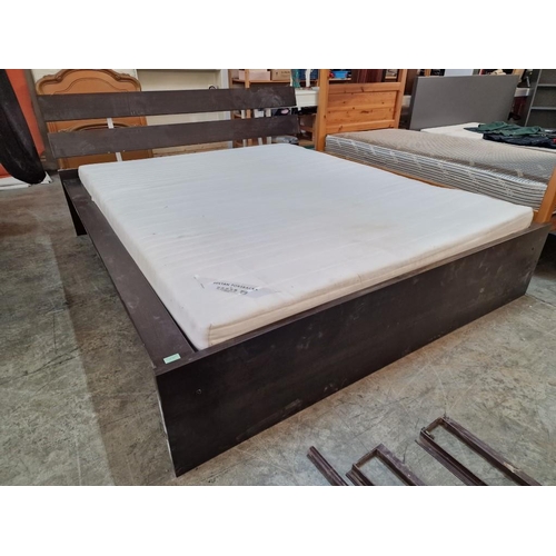 532 - Double Bed with Venge Colour Wood Effect Surround and 'IKEA Sultan Forsbacka' Mattress, (Approx. 160... 