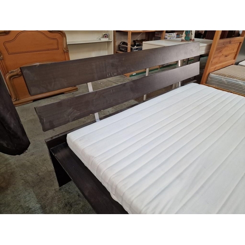 532 - Double Bed with Venge Colour Wood Effect Surround and 'IKEA Sultan Forsbacka' Mattress, (Approx. 160... 