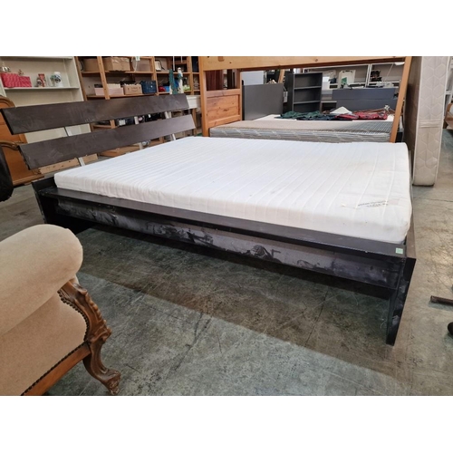 532 - Double Bed with Venge Colour Wood Effect Surround and 'IKEA Sultan Forsbacka' Mattress, (Approx. 160... 