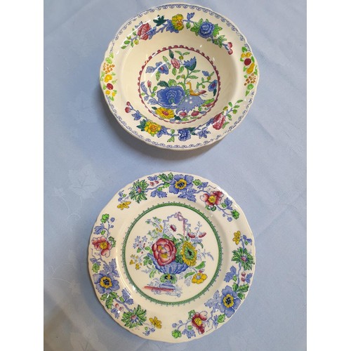 70 - Masons Patent Ironstone China Small Bowl and Plate with Floral Pattern Regency Design Plate 