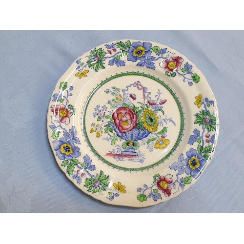 70 - Masons Patent Ironstone China Small Bowl and Plate with Floral Pattern Regency Design Plate 