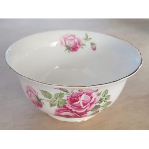 77 - Pink Rose Collection of Assorted Porcelain Crockery in Pink Rose Pattern and Different Brand; 3 x Qu... 