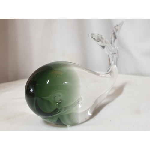 468 - Hand Made Venetian Murano Glass Duck (H:15cm) Together with Murano Glass Whale (L:16cm x H:5cm)