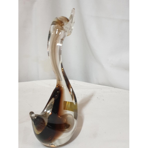 468 - Hand Made Venetian Murano Glass Duck (H:15cm) Together with Murano Glass Whale (L:16cm x H:5cm)