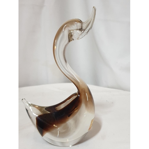 468 - Hand Made Venetian Murano Glass Duck (H:15cm) Together with Murano Glass Whale (L:16cm x H:5cm)