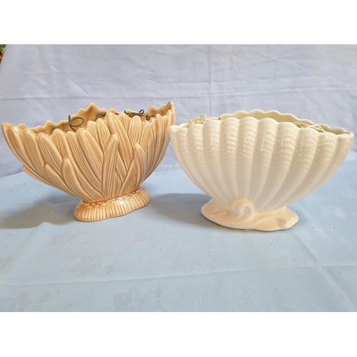 517 - 2 x Retro Flower Holder; 1 with Shell Design (H:16cm x L:25cm) and 1 x with Leaf Design 