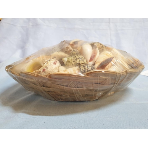 519 - Woven Bowl with Large Variety of Seashells Plus Starfish Wrapped, Made in the Philippines (Ø30cm)