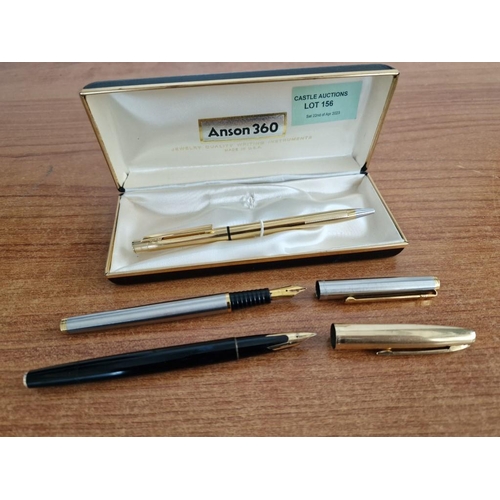 156 - Collection of 3 x Pens; Geha Fountain Pen with 14ct Gold Nib and Rolled Gold Case (Made in Germany),... 