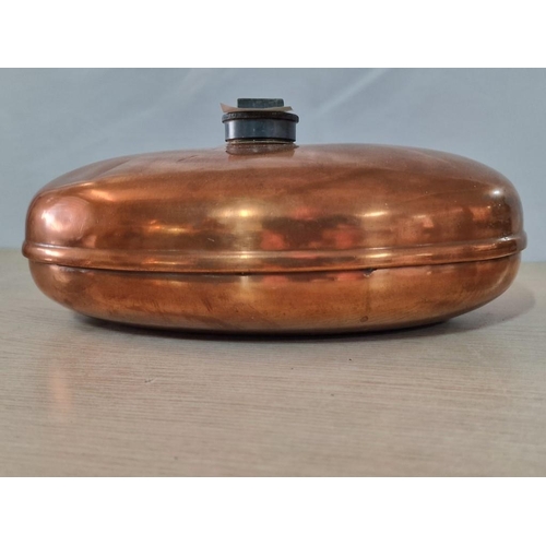 17 - 1930's Red Copper Bed Warmer Stamped 