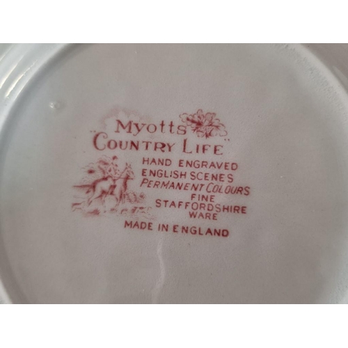 38 - 15pcs of Porcelain by Myotts inc; 4 x  Plates, 5 x Soupbowl, 4 x Saucers with 