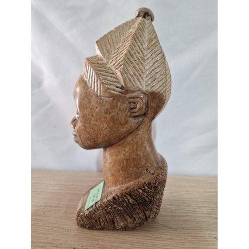 45 - Carved Stone African Ladies' Head (H:22cm)