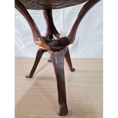 47 - Ornate Wooden Kiaat African Three Legged 