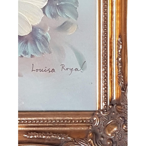 125 - Vintage Style Floral Painting Oil on Canvas in Gilded Frame by Louisa Royal (38.5cm x 48.5cm)