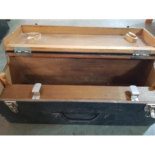 21 - 1950's Carpenters Wooden Chest with Drawer Clasp and Handle (71 x 28 x 27cm)