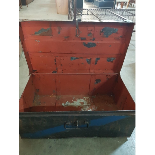 22 - Vintage Metal Trunk with Hasp & 