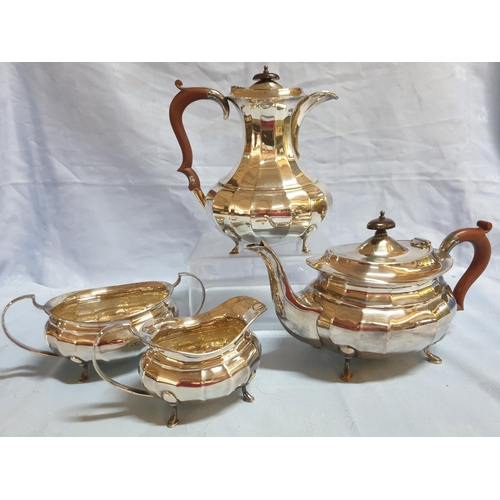 461 - Silver Plated Edwardian Style Teapot, Coffee Pot with Milk Jug and Sugar Bowl